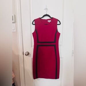 Calvin Klein Women's Dress in Red with Black Trim